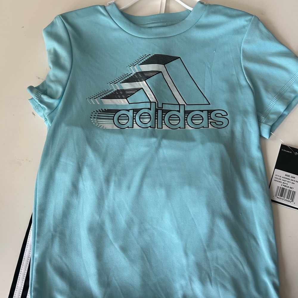 Adidas Boy’s Blue Short Sleeve Tee with Iconic Logo